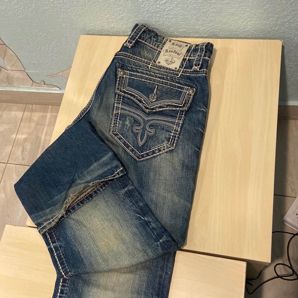 Rock Revival Leon relaxed straight jeans.